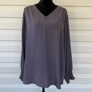 NWT MAURICES Pull Over Blouse Smokey Purple XXL